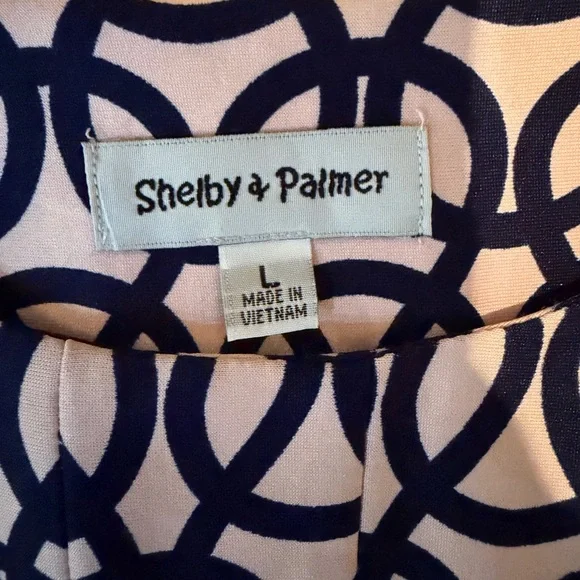 Shelby & Palmer Pink and Navy Interlocking Circle Dress - Picture 4 of 7